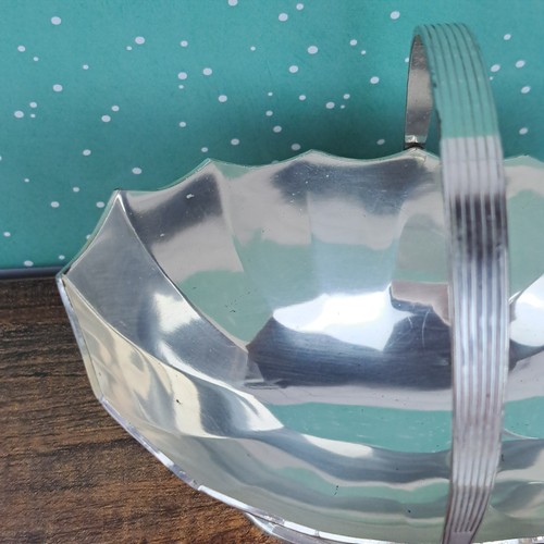 Art Nouveau Style Silver Tone Footed Oval Bowl basket w/ handle Japan - Picture 6 of 16
