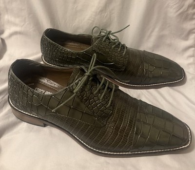 Stacy Adams Olive Green Crocodile Leather Square Toe Oxfords Men's 10 M  Dress | eBay