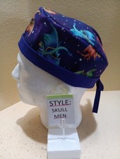 Dragons Mystic Men's Skull/Chemo Surgical Scrub Hat/Cap Handmade