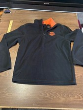 Harley Davidson Men  s Medium Black Embroidered Fleece 1/4 Zip Pullover Sweater