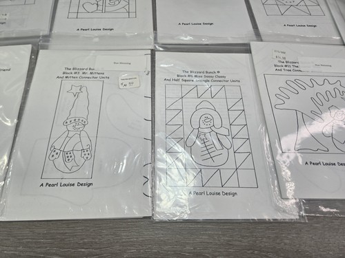 Edredón muñeco de nieve Blizzard Bunch bloque del mes 12 patrones Pearl Louise 57"x57" - Imagen 4 de 4