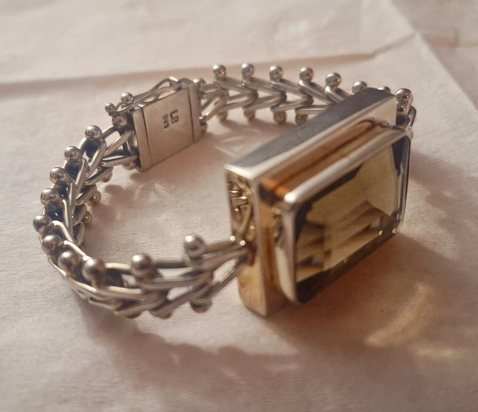 Precioso brazalete de topacio ahumado de plata esterlina corte esmeralda Lori Bonn Foto 4 de 4