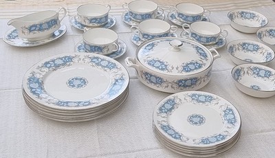 MID-CENTURY MODERN AYNSLEY MOONLIGHT ROSE 812 GESCHIRRSET - SEHR GUTER ZUSTAND