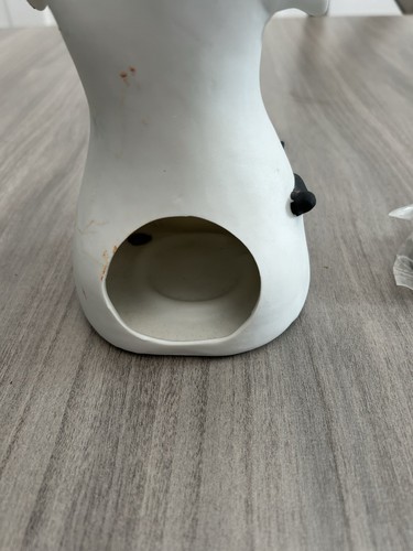 Vintage Unglazed Ceramic Halloween Ghost Figurine Candle Holder With Black Cat - Picture 9 of 11