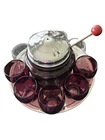 HAZEL ATLAS ROYAL LACE AMETHYST DEPRESSION GLASS HOT TODDY CIDER SET - PREOWNED