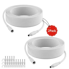 12V DC Power Extension Cable 50 FT (2-Pack), 5.5 mm x 2.1 mm 5521 Male to Fem...