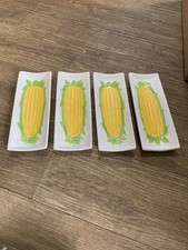 Set Of 4 Vintage Corn On The Cob Serving Plates Made In Japan