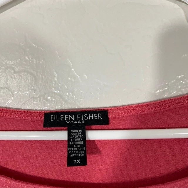 Eileen Fisher Tunic Top Womens 2X Viscose Stretch Pink Laggenlook Cap Sleeve - Image 3 of 4