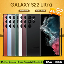 New Samsung Galaxy S22 Ultra 5G SM-S908U Unlocked Smartphone 128GB/256GB/512GB
