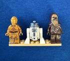 LEGO Star Wars C-3PO, R2-D2, Chewbacca Minifigures, Set 75365, Stand Included!