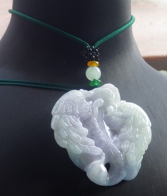 Video Certified Lavender Natural A Jade jadeite Pendant Flying Dragon 709425