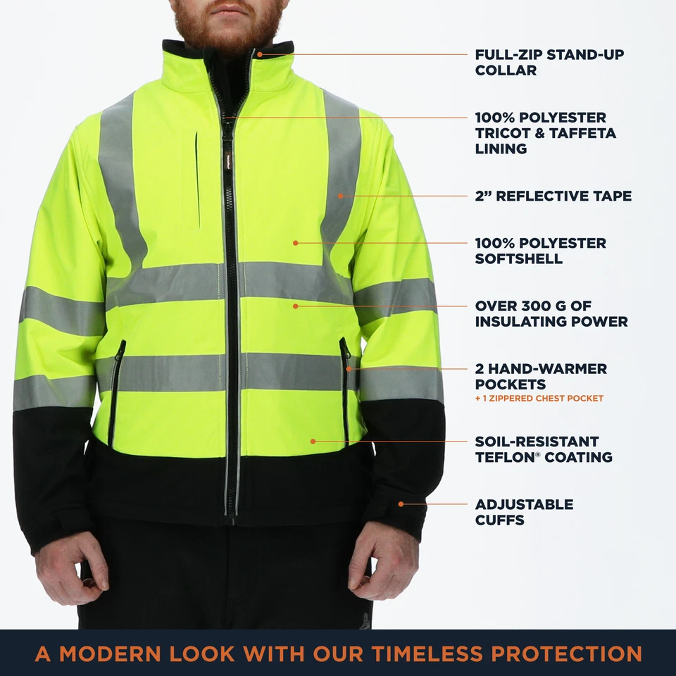 RefrigiWear Men's Hi Vis Softshell Jacket - High Visibility, Warm, Flexible - Image 3 of 4