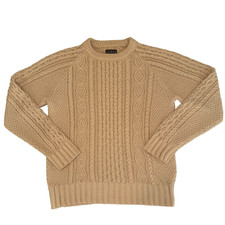 VTG LL Bean Mens Fisherman Ivory Cable Knit Pullover Sweater Size Medium NWOT