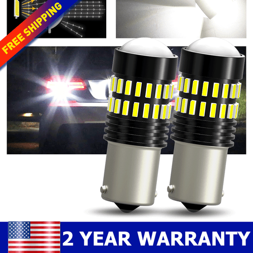 2* LED Light Bulbs 1156 BA15S Brake Reverse Turn Stop Tail White Car EOM