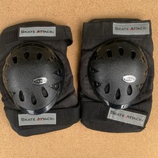 Skate Attack Protective Gear Black Knee Pads Size Large, Skating