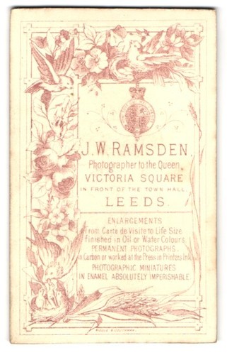 Photograph J. W. Ramsden, Leeds, Victoria Square, Order on Address of Atel