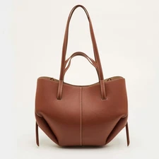 Polene Cyme Mini Tan Leather Tote
