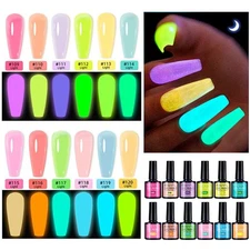 Glows in The Dark Gel Nail Polish Set Luminous Neon Nail Gel Polish Set Soak