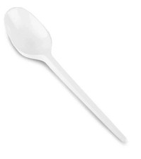 White Plastic TableSpoons ? Reusable Heavy Duty Cutlery Pack of 100