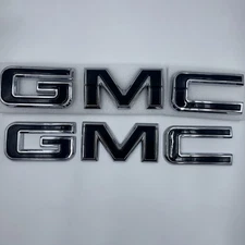 Front Grille Rear Tailgate Emblems Badges Chrome Black For 2015-2019 GMC Sierra