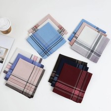 12Pcs Men Handkerchiefs Classic Hankies Cotton Hanky Pocket Square Perfect Gift