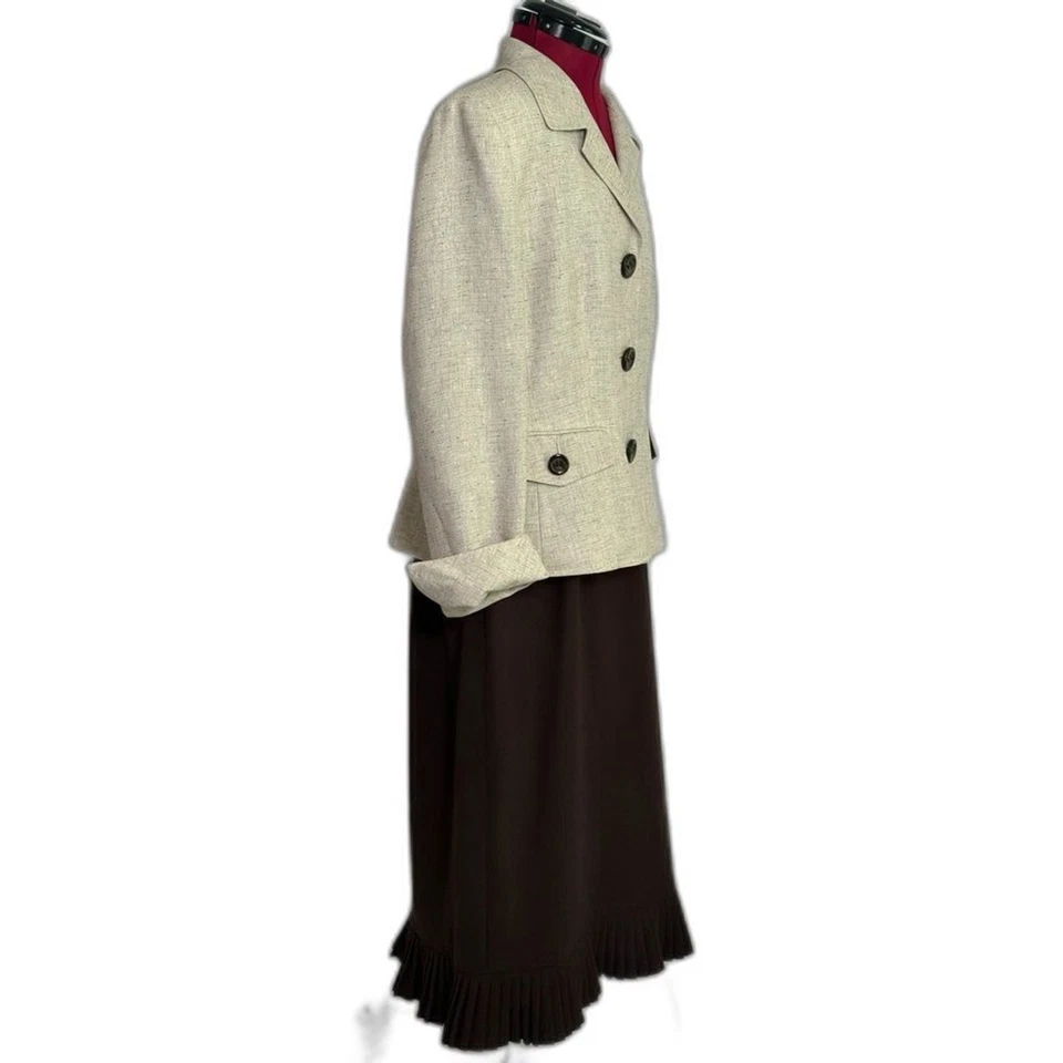 Le Suit Skirt Suit Women's Size 16 Cream & Brown 2-Piece Set Skirt & Blazer - Image 4 of 4