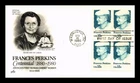 Dr Jim Stamps Frances Perkins 15c Block First Day Cover Artcraft Cachet