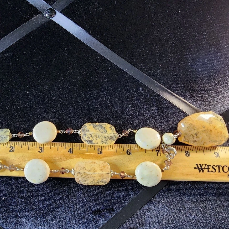 Premier Design Natural Jasper & Crystal Beaded Necklace - Image 2 of 4