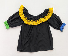 Square Dance Top Size Small Fancy Fashions Black Blue Green Yellow Ruffle