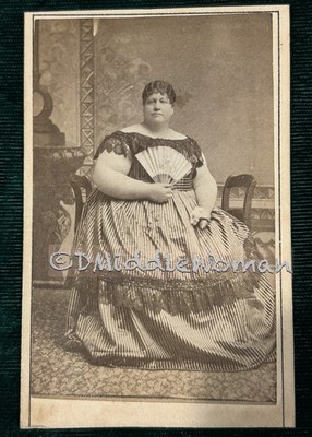 RARE Victorian Sideshow CDV ID d Miss June 640lbs Fat Lady Chicago Photo Oddity