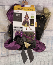Starry Witch Halloween Costume Girls Sz L 10-12 Glow In The Dark Dress NEW