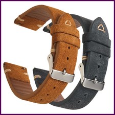 Suede Leather Watch Strap 18mm 19mm 20mm 21mm 22mm 24mm Grey Vintage Band