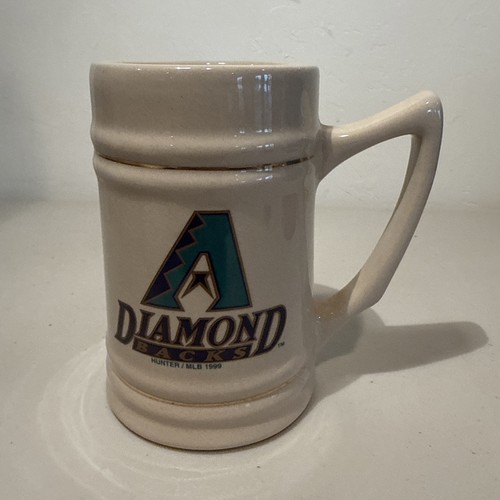 Taza Arizona Diamond Backs Beer Stein, banda dorada, 12 OZ, logotipo, vintage, 1999