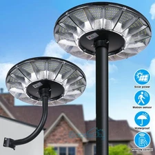 360° 11000W Commercial Solar Street Light Dusk to Dawn Pole Light Parking Lot