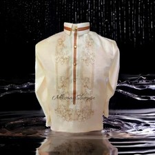 Handmade Men s Barong Tagalog Pi a Organza Embroidered Filipino Formal Wear
