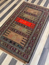 Woll Kelim Teppich 104x174cm | naturgefärbt Flachgewebeteppich handgesponnen Wolle