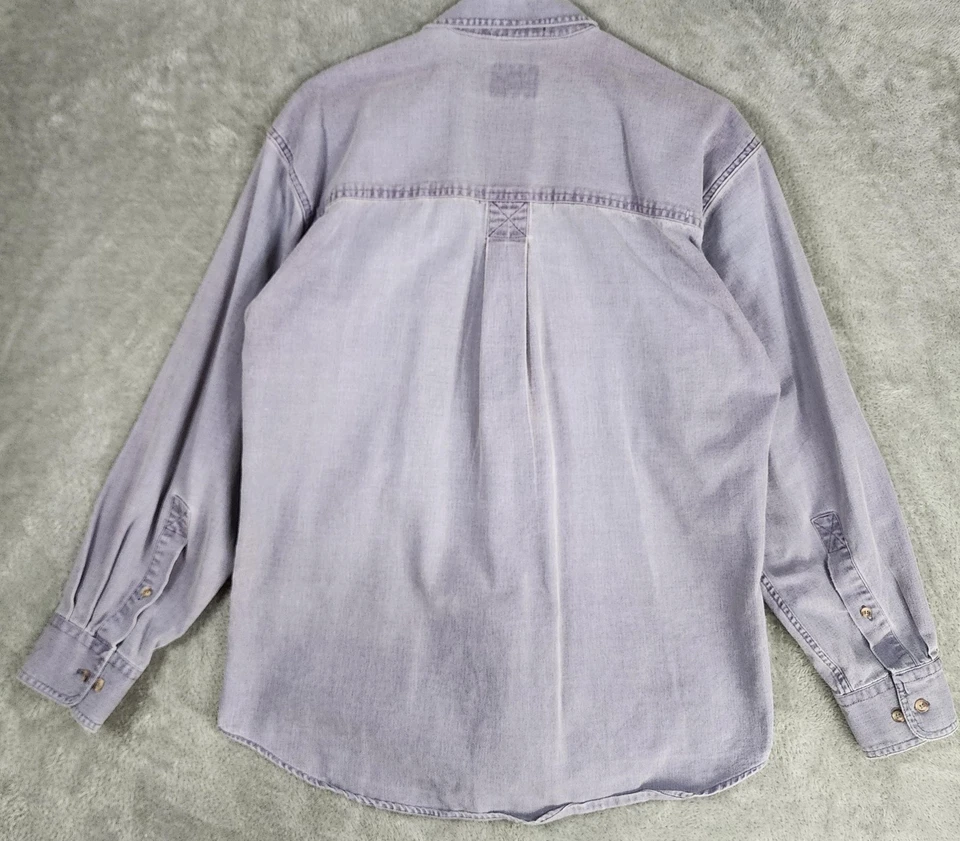 Pacific Crest Shirt Mens Medium Purple Denim Western Button Up 90s Vintage - Image 2 of 4