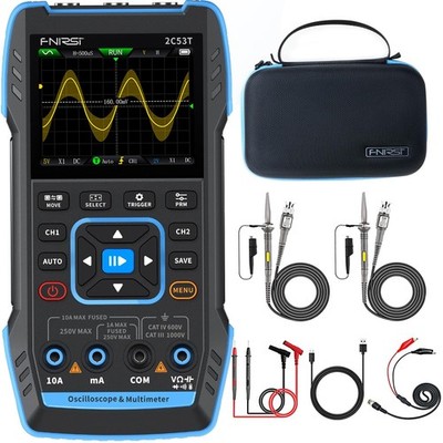 【FNRSI Upgraded 2C53T with 2 P6100 Probe】 3In1 Oscilloscope/Multimeter/DDS Si...