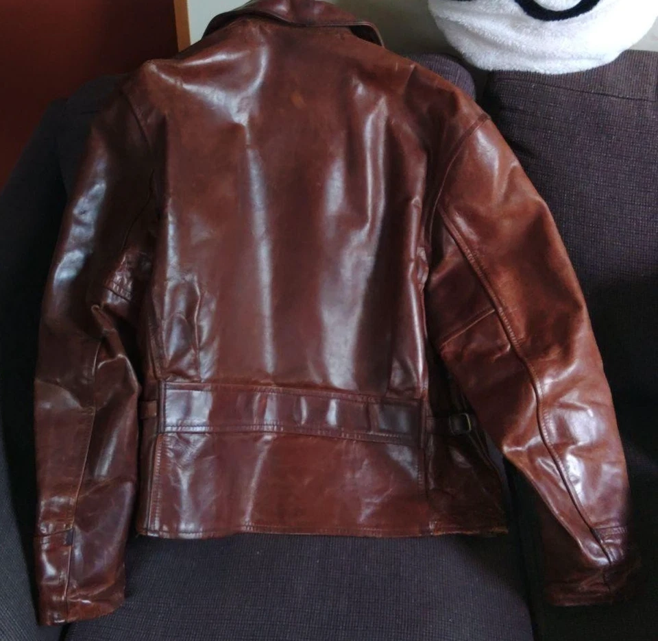 Chaqueta Aero Cuero Individual Jinete Piel de Caballo Cuero Marrón L Talla 40U Para Hombres Foto 4 de 4