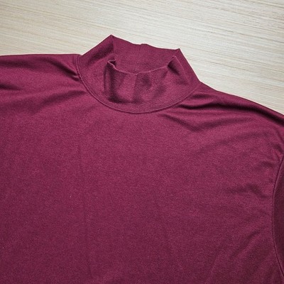 LL Bean Burgundy Red Long Sleeve Mock Neck Pullover Shirt XLT Cotton Blend