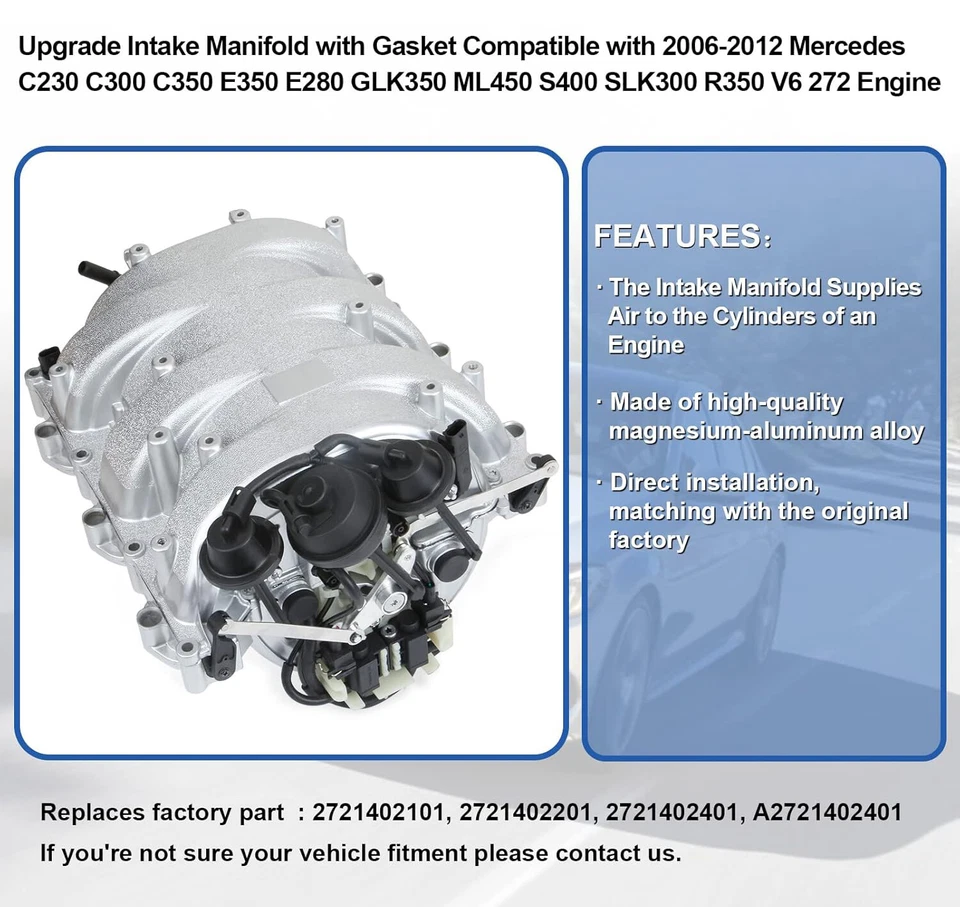Intake Manifold Assembly for Mercedes-Benz C280 E350 CLK350 GLK350 SLK350 ML350 Foto 4 de 4