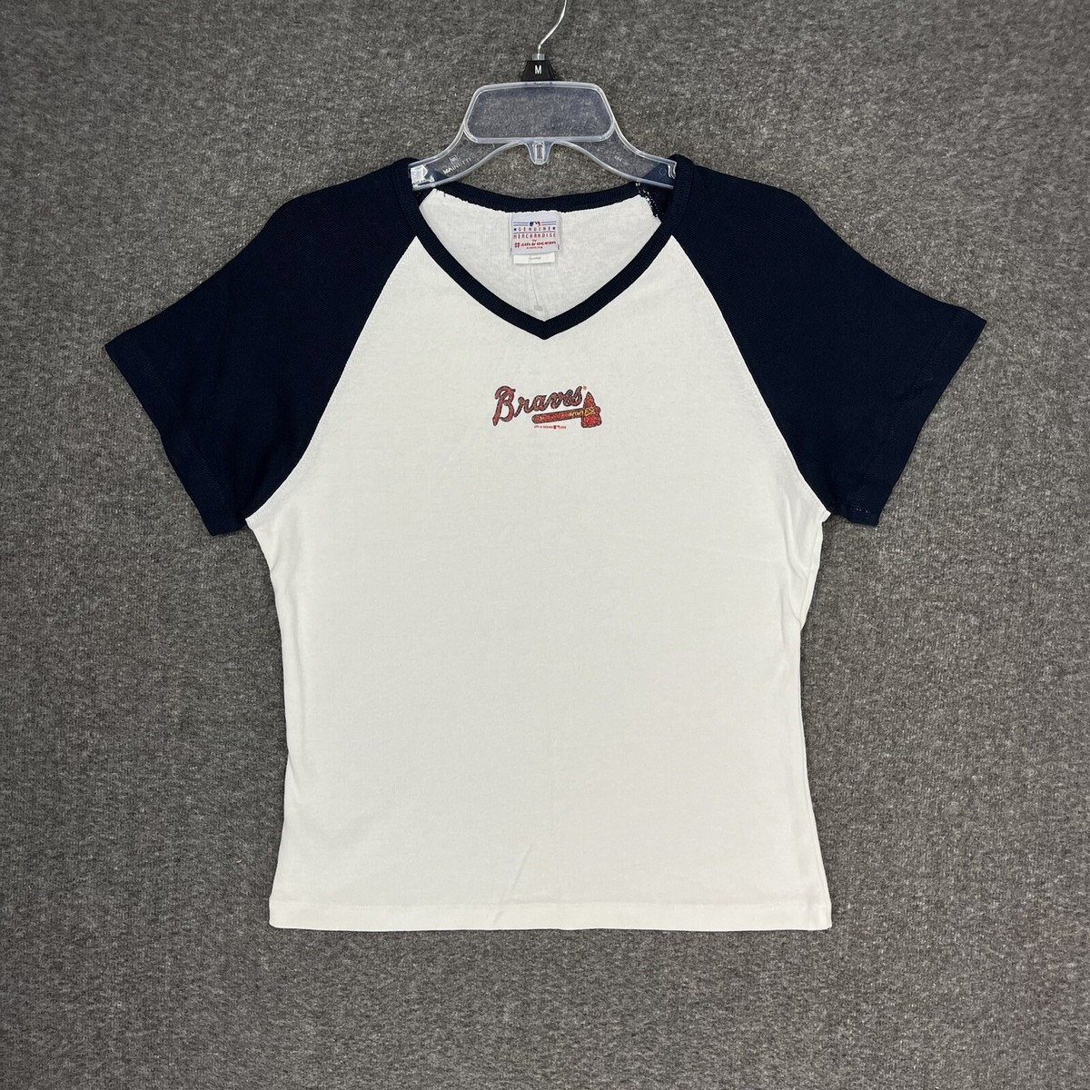 5th & Ocean MLB Atlanta Braves Baseball V-Neck Baby Tee