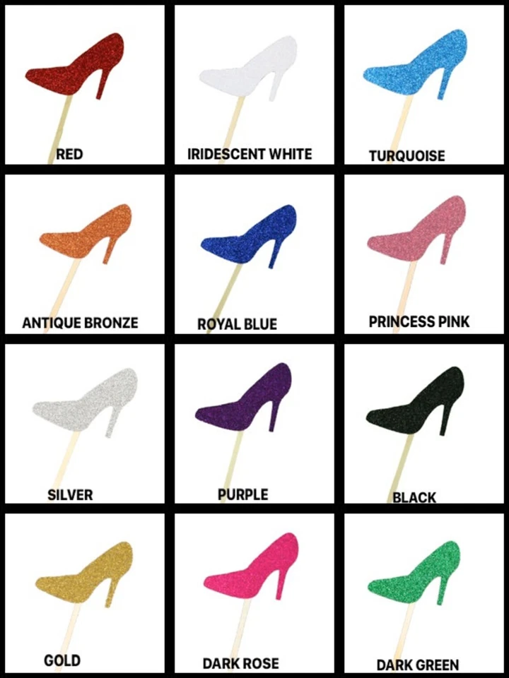 Brillo 2-1/2" TACÓN ALTO Cupcake Toppers Fiesta de Cumpleaños ELIGE Paquete y COLOR Foto 2 de 2