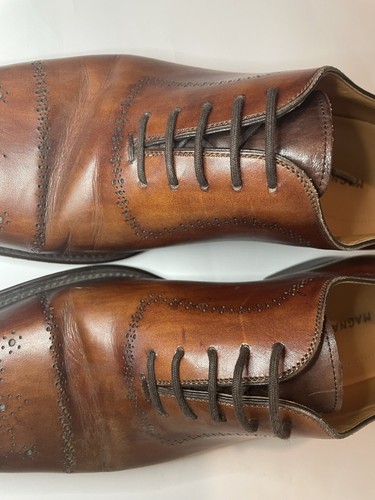 Scarpe eleganti marroni in pelle Magnanni 21222 da uomo taglia 7,5 M cap punta brogue Oxford - Foto 4 di 10