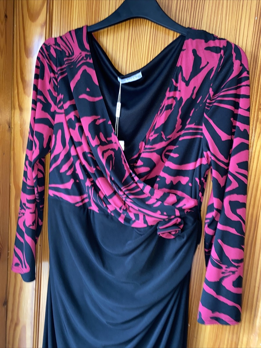 Gina Bacconi Size 18 Dress New Tags Black Purple Faux Wrap