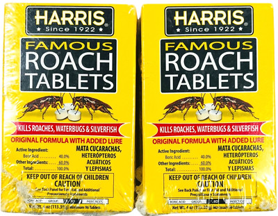 Harris Roach Tablets 4oz - Original Formula w/ Lure - 96 per Box - LOT of 2
