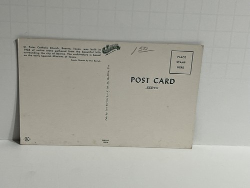 St Peter Catholic Church Boerne Texas TX Postcard A92 - 第 2/2 張圖片