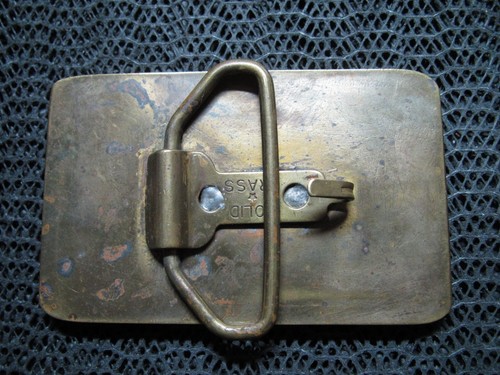 ABSTRACT EXOTIC WOOD TURQUOISE BRASS HIPPIE BELT BUCKLE! VINTAGE! RARE! HANDMADE - Picture 2 of 9