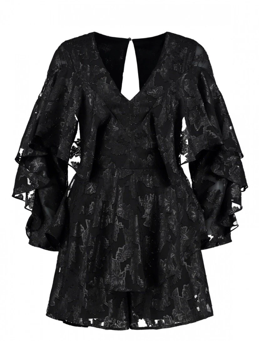 Nikkie By Kate Moss Playsuit Rory Black Overall Dress Long Sleeve