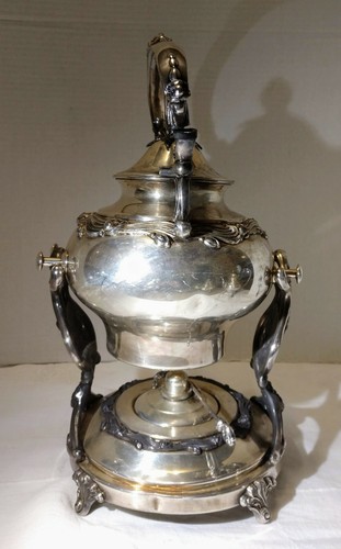 VTG Sheridan Silver Platted Tilt Tea Coffee Pot Stand Warmer Burner 3 pcs - Picture 2 of 8